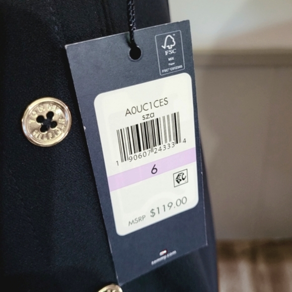 NWT Tommy Hilfiger white trimmed navy halter dress, button accent sides Sz 6 NEW - Picture 14 of 15